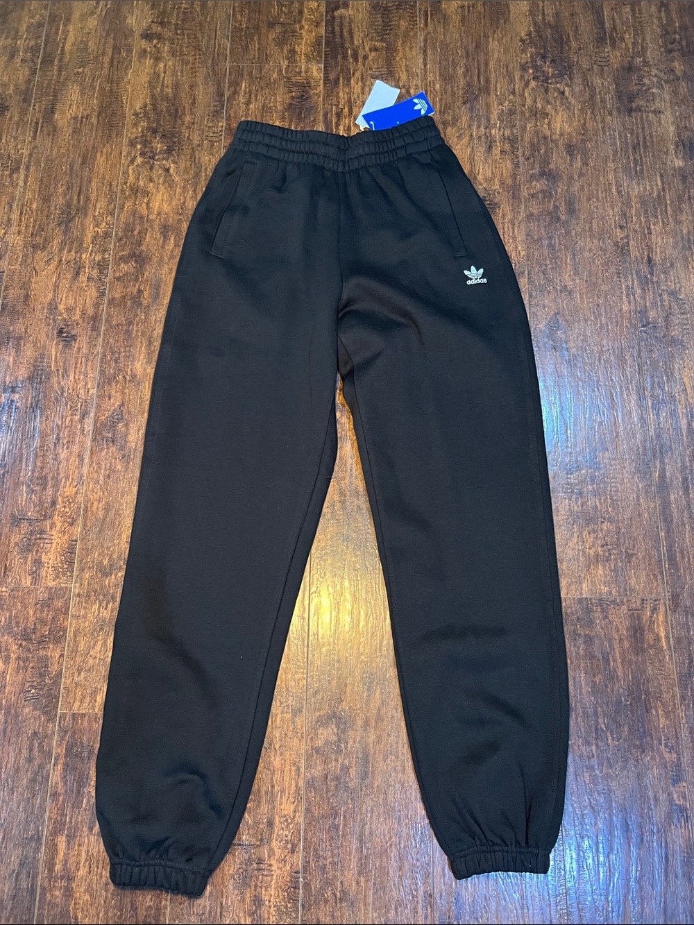 adidas Black Jogger Sweatpants with White Trefoil Logo